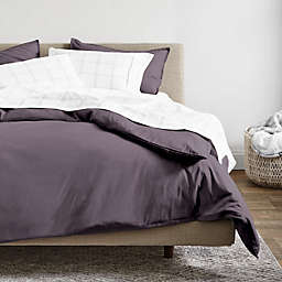 Bare Home 100% Organic Cotton Duvet Cover Set - Smooth Sateen Weave - Warm & Luxurious - Eco-friendly (Dusty Purple, Full/Queen)
