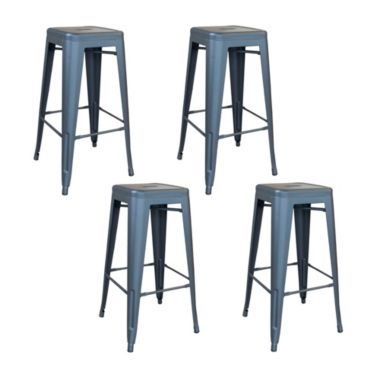 AmeriHome Set of 4 Indoor and Outdoor 30"H Stackable Metal Bar Stool - Gunmetal. View a larger version of this product image.