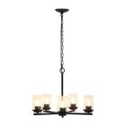 Alternate image 1 for Elegant Designs 20.5" Traditional Vintage Modern Industrial 5-Light Metal And Clear Glass Kitchen Island Hanging Ceiling Pendant , Restoration Bronze