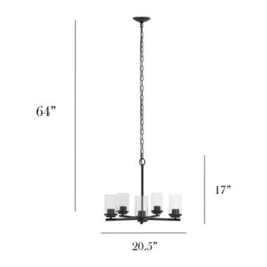 Elegant Designs 20.5" Traditional Vintage Modern Industrial 5-Light Metal And Clear Glass Kitchen Island Hanging Ceiling Pendant , Restoration Bronze. View a larger version of this product image.