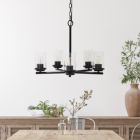 Alternate image 3 for Elegant Designs 20.5" Traditional Vintage Modern Industrial 5-Light Metal And Clear Glass Kitchen Island Hanging Ceiling Pendant , Restoration Bronze