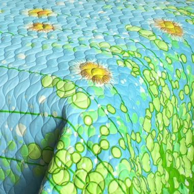 Blancho Bedding Dandelion Dancing Night Cotton 2PC Floral Vermicelli-Quilted Patchwork Quilt Set. View a larger version of this product image.