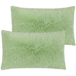 PiccoCasa Set of 2 Faux Fur Zipper Pillow Covers, Luxurious Soft Velvet Coral Pillowcase Pillow Protector Pillow Shams, King(20