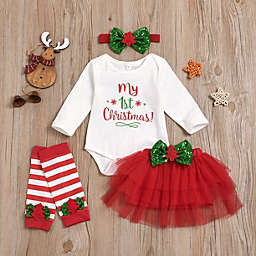 Laurenza's Baby Girls My First Christmas Outfit Set
