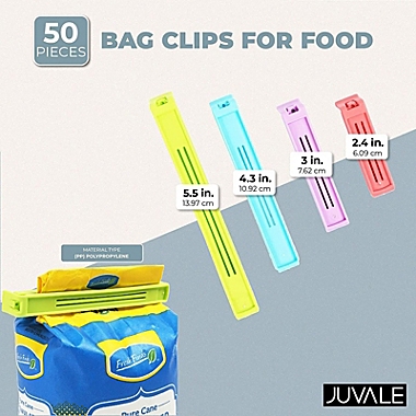 Juvale Set of 50 Bag Clips Set for Kitchen, Food, Chips (2.2 in, 3.4 in, 4.7 in, 5.7 in). View a larger version of this product image.