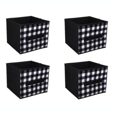 Home Essentials Collapsible Storage Cubes 4 Pack Black & White Fabric 9x9x8. View a larger version of this product image.