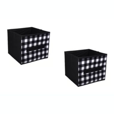 Home Essentials Collapsible Storage Cubes 4 Pack Black & White Fabric 9x9x8. View a larger version of this product image.