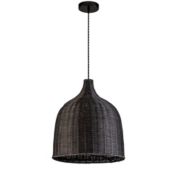ELE Light & Decor Reely 1-Light Black Pendant Design Pendant Light with Rattan Shade
