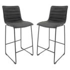 Alternate image 0 for LeisureMod Brooklyn 29.9 Modern Leather Bar Stool With Black Iron Base & Footrest Set of 2