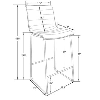 LeisureMod Brooklyn 29.9 Modern Leather Bar Stool With Black Iron Base & Footrest Set of 2. View a larger version of this product image.