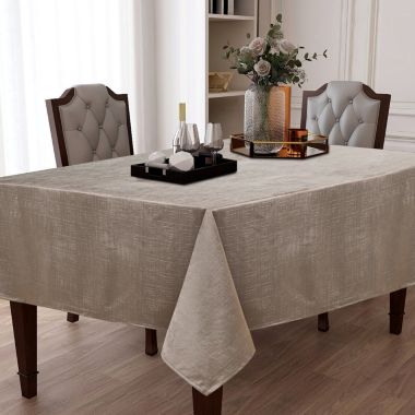 Kate Aurora Modern Lux Embossed Toscana Tablecloth in Earth Tone Colors - 54 in. W x 104 in. L - Linen. View a larger version of this product image.
