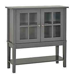 HOMCOM Kitchen Credenza & Sideboard Buffet Storage Cabinet with 2 Glass Doors & Storage Shelves, Grey