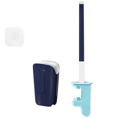 Stock Preferred No Dead Corner Cactus Wall Mounted Toilet Brush in Dark Blue. View a larger version of this product image.