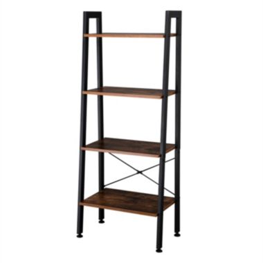 Inq Boutique Ladder Shelf, 4-Tier Bookshelf, Storage Rack Shelves, Bathroom, Living Room, Industrial Accent Furniture, Steel. View a larger version of this product image.