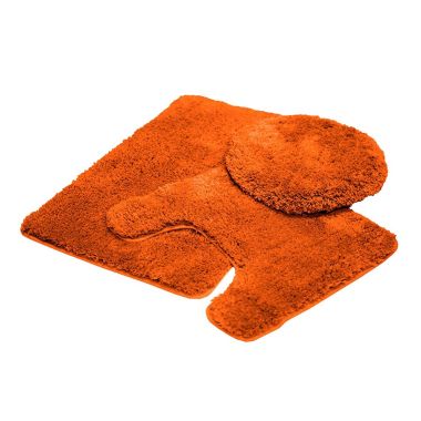 3PC BATHROOM SET RUG CONTOUR MAT TOILET LID COVER SOLID COLOR BATHMAT MARY. View a larger version of this product image.