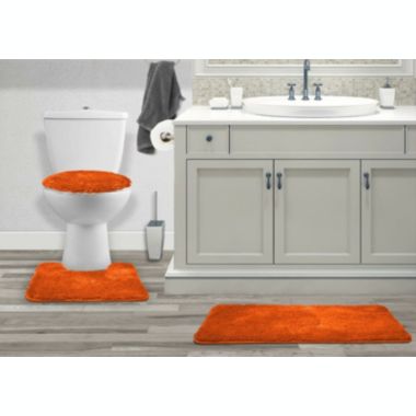 3PC BATHROOM SET RUG CONTOUR MAT TOILET LID COVER SOLID COLOR BATHMAT MARY. View a larger version of this product image.
