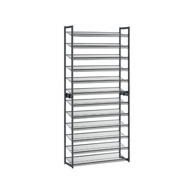SONGMICS Shoe Rack, 12-Tier Tall Metal Shoe Storage Organizer for Closet, Entryway, Garage, Set of 2 6-Tier Big Stackable Shoes Rack Shelf, Adjustable Feet & Slanted Shelves, Holds 48-60 P