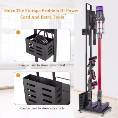 Infinity Merch Metal Storage Bracket Vacuum Stand in Black. View a larger version of this product image.