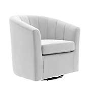 Modway Furniture Prospect Performance Velvet Swivel Armchair, Light Gray