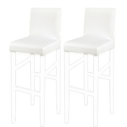 PiccoCasa Solid/Pure Stretch Bar Stool Covers, Pub Counter Height Side Chair Covers with Elastic Band for Short Back Chair,, 2 Pieces Snow White
