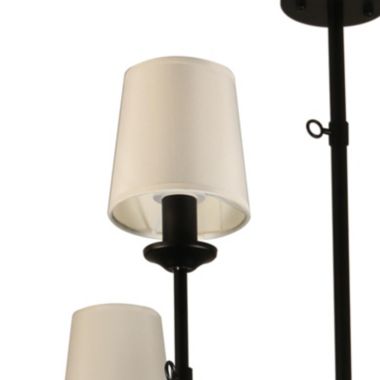 Canyon Home Angya 6-Shade Chandelier Light   Bamboo Lampshades and Matte Black Steel Supports   Fixed 19" Center Rod   Dining Room, Foyer, Entryway Décor. View a larger version of this product image.