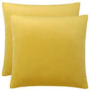 PiccoCasa Pack of 2 Velvet Throw Pillow Cover, Decorative Throw Cushion Cover Luxury Euro Square Pillowcase for Sofa Couch Bed Chair, Yellow, 18"x18"