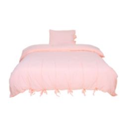 PiccoCasa Solid Duvet Cover Set, Soft Washed Microfiber Bedding 3 Piece Set, Comforter Cover with Bowties Closure & Corner Ties, Modern Style Bedding Collection Twin Size Pink