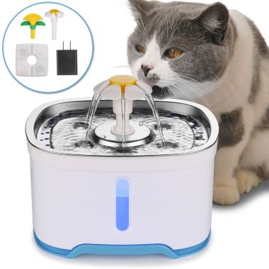 Ownpets Pet Water Fountain for Cat and Dog with LED Light & Stainless Steel Drinking Panel. View a larger version of this product image.