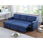 Alternate image 1 for Contemporary Home Living 84" Blue L Shaped Reversible Sleeper Sectional Sofa with Storage Chaise