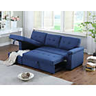 Alternate image 2 for Contemporary Home Living 84" Blue L Shaped Reversible Sleeper Sectional Sofa with Storage Chaise