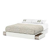 Slickblue King size Modern Platform Bed with Storage Drawers in White Finish