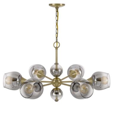 Cal Lighting 60W X 6 Pendleton Metal Chandelier With Electoral Plated Smoked Glass Shades. View a larger version of this product image.