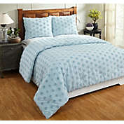 Better Trends Athenia Collection 100% Cotton Tufted Chenille 3 Piece King Comforter Set - Blue