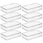 mDesign Plastic Stackable Storage Bin with Hinged Lid - 8 Pack