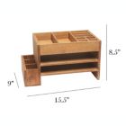 Alternate image 2 for Elegant Designs Home Office Tiered  Desk Organizer with Storage Cubbies and Letter Tray, Natural Wood