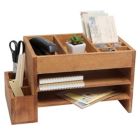 Alternate image 3 for Elegant Designs Home Office Tiered  Desk Organizer with Storage Cubbies and Letter Tray, Natural Wood