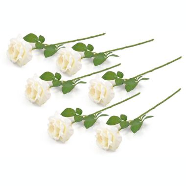 DII Artificial Flowers - Set of 6 Ivory Open Roses. View a larger version of this product image.
