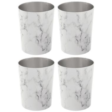 mDesign Metal Round Small Trash Can Wastebasket, 4 Pack. View a larger version of this product image.