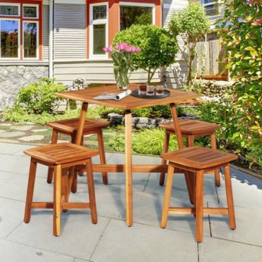 Costway 5 Pieces Acacia Patio Dining Set. View a larger version of this product image.