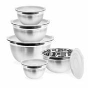 Lexi Home Stainless Steel Mixing Bowls with White Lids - Set of 5