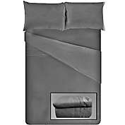 ViscoLogic Series Egyptian Comfort - Silky Smooth Lightweight Bedsheet Set - Brushed Micro - Deep Pocket - Grey (King)