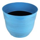 Alternate image 1 for Garden Elements Glazed Brushed Happy Large Plastic Planter, Bright Blue, 15 Inch