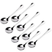 Unique Bargains Stainless Steel Household Kitchen Tableware Bouillon spoons, for Coffee Porridge Rice Soup Spoon, 6.7 Inch Long 8 Pieces