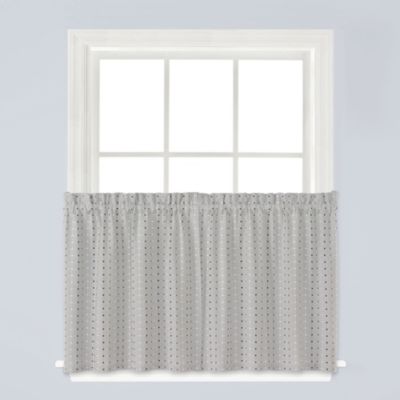 Saturday Knight Ltd Hopscotch Tailored Window Tier With Rod Pocket - 2 Piece - 57x36", Gray