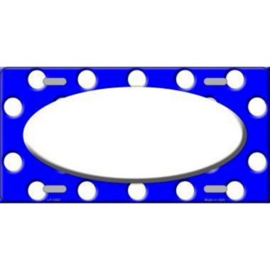 Smart Blonde Royal Blue White Polka Dot Pattern With Center Oval Background Customizable Metal Novelty License Plate Tag Sign. View a larger version of this product image.