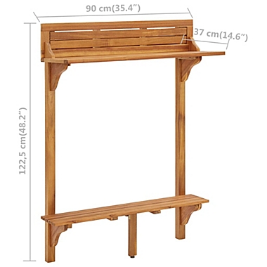 vidaXL Balcony Bar Table 35.4"x14.6"x48.2" Solid Acacia Wood. View a larger version of this product image.