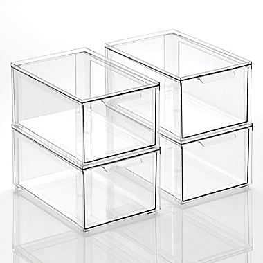 mDesign Stackable Closet Storage Bin Box with Pull-Out Drawer - Clear. View a larger version of this product image.