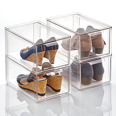 mDesign Stackable Closet Storage Bin Box with Pull-Out Drawer - Clear. View a larger version of this product image.