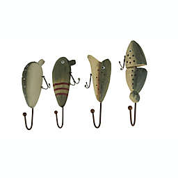 Mayrich Company Rustic Wooden Vintage Fishing Lure Wall Hooks Set of 4