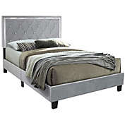 Better Home Products Monica Velvet Upholstered Queen Platform Bed in Gray